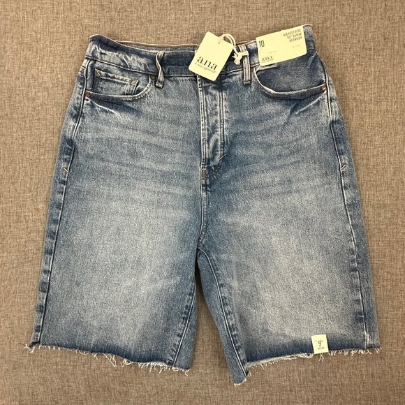 New! a.n.a. a new approach Bermuda Shorts High Rise Denim Cutt Off Shorts Sz 10 - Picture 1 of 13